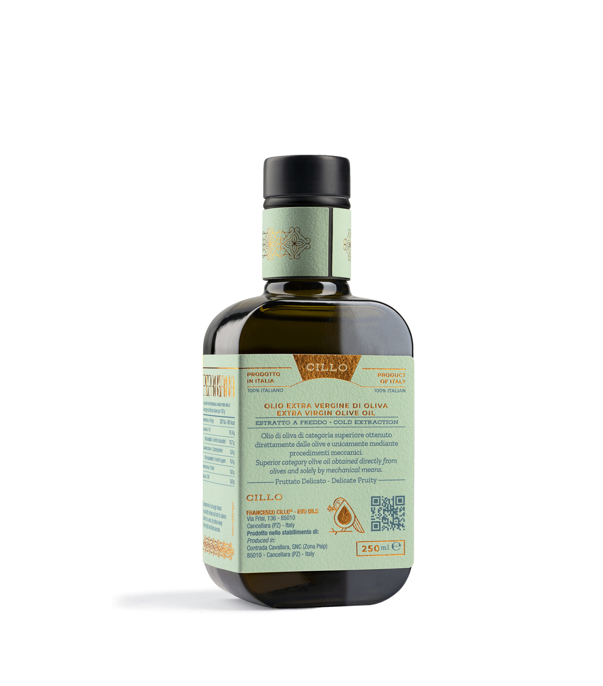 Olio extravergine di oliva Monocultivar Peranzana, Retro, 500ml, Francesco Cillo EVO Oils.